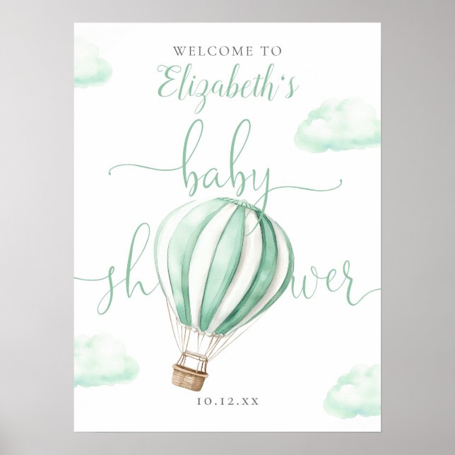 Affiche de bienvenue de Baby shower de ballon à ai (Devant)