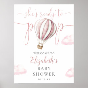 Affiche de bienvenue de Baby shower de ballon rose