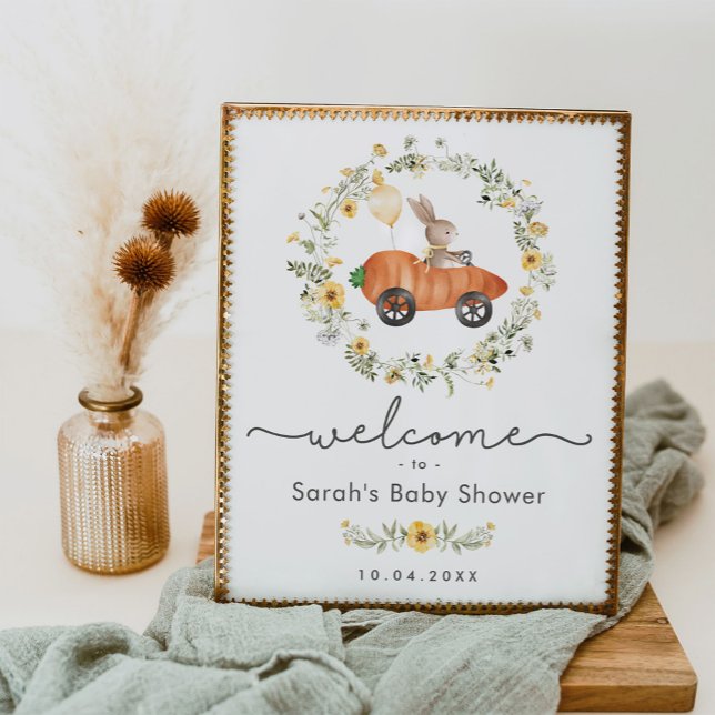 Affiche de bienvenue de Baby shower de Bunny Fleur (Créateur téléchargé)