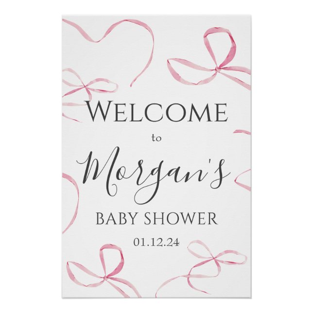 Affiche de bienvenue de Baby shower de cabot rose, (Devant)