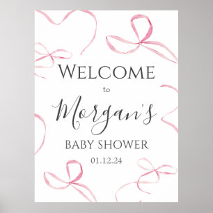 Affiche de bienvenue de Baby shower de cabot rose,