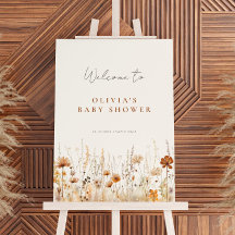 Affiche de bienvenue de Baby shower de champ Fleur