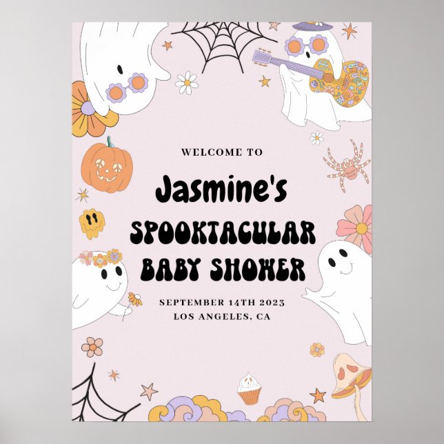 Affiche de bienvenue de Baby shower de fantôme Sup (Devant)