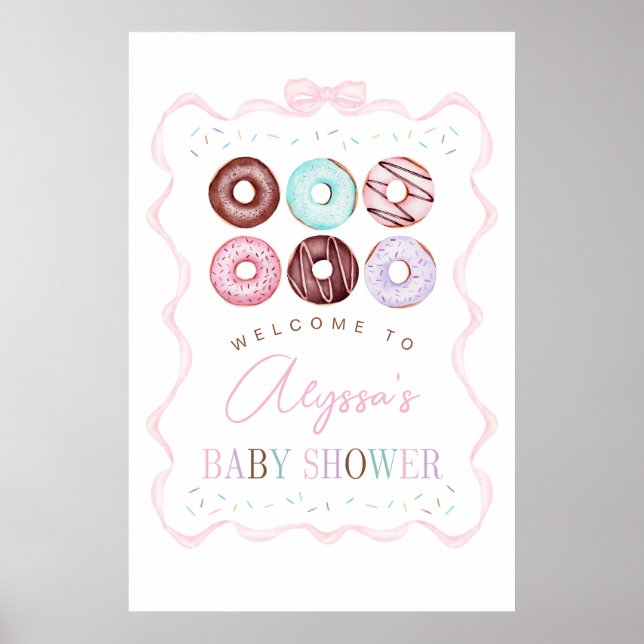 Affiche de bienvenue de Baby shower de filles Donu (Devant)