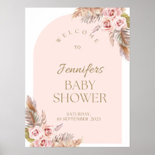 Affiche de bienvenue de Baby shower de fleurs Boho