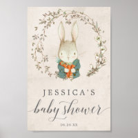 Affiche de bienvenue de Baby shower de lapin vinta