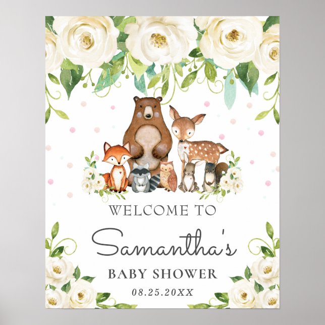 Affiche de bienvenue de Baby shower de l'ivoire de (Devant)