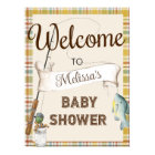 Affiche de bienvenue de Baby shower de pêche rusti