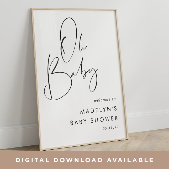 Affiche de bienvenue de Baby shower de script mini (Créateur téléchargé)