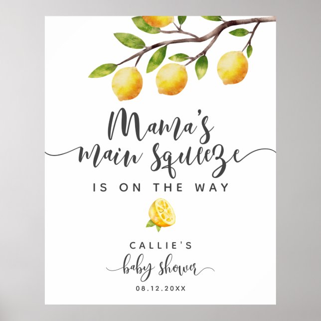 Affiche de bienvenue de Baby shower d'été de citro (Devant)