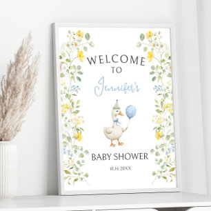 Affiche de bienvenue de Baby shower d'oie soie ble
