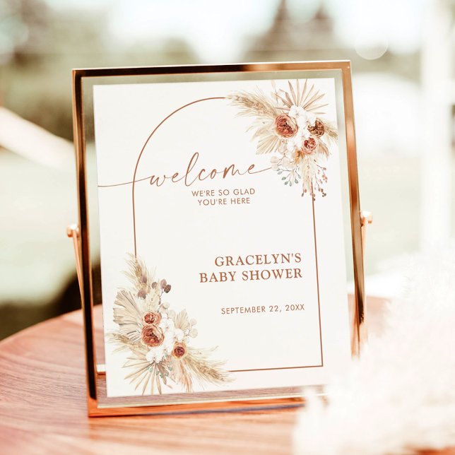 Affiche de bienvenue de Baby shower en laiton Boho (Créateur téléchargé)