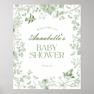 Affiche de bienvenue de Baby shower Floral Toile V