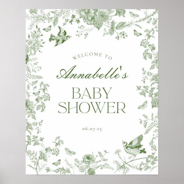 Affiche de bienvenue de Baby shower Floral Toile V (Devant)