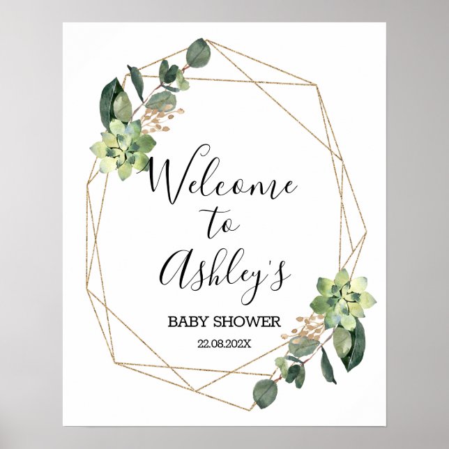 Affiche de bienvenue de Baby shower géométrique Su (Devant)