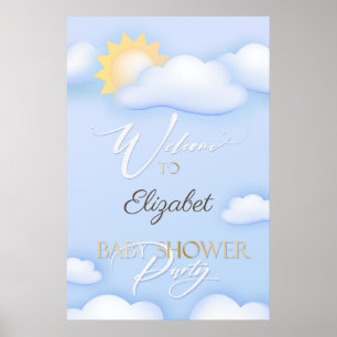 Affiche de bienvenue de Baby shower nuageux modifi