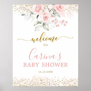 Affiche de bienvenue de Baby shower rose pâle