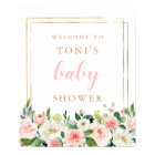 Affiche de bienvenue de Baby shower rose pâle