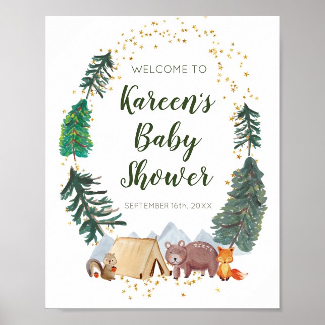 Affiche de bienvenue de Baby shower rustique Water (Devant)
