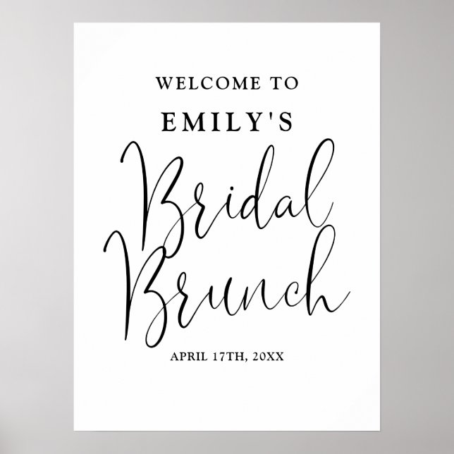 Affiche de bienvenue de brunch nuptiale en noir et (Devant)