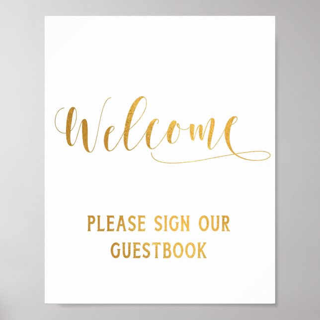 Affiche de bienvenue de calligraphie or simple (Devant)