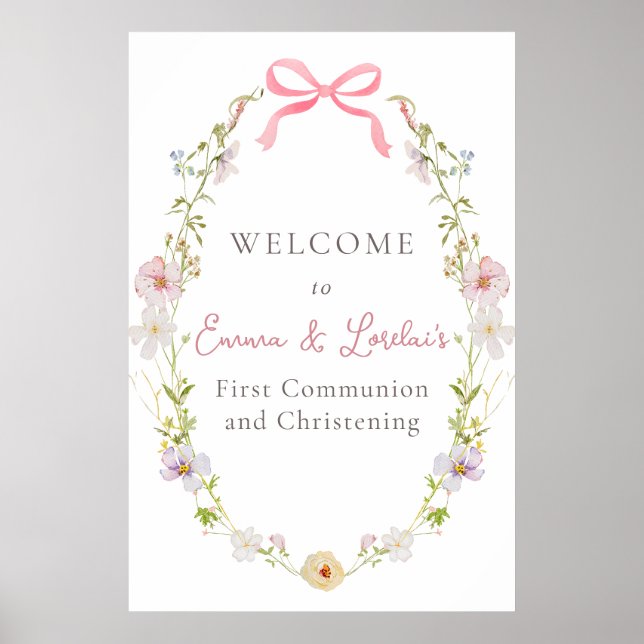 Affiche de bienvenue de communion Fleur sauvage ro (Devant)