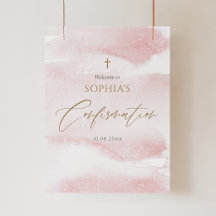 Affiche de bienvenue de confirmation aquarelle ros