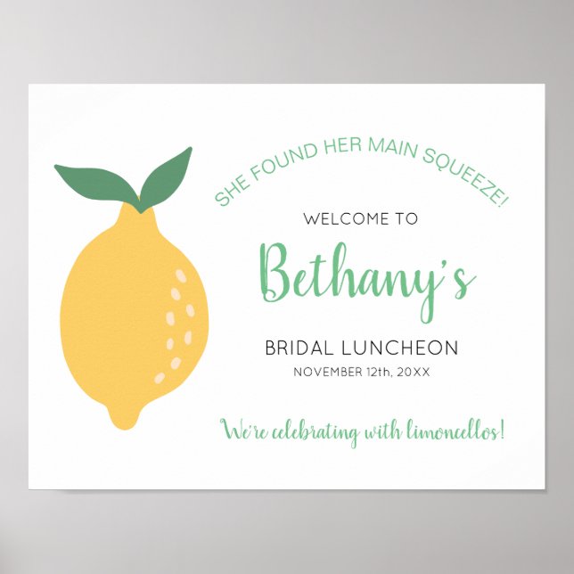 Affiche de bienvenue de déjeuner nuptiale de citro (Devant)