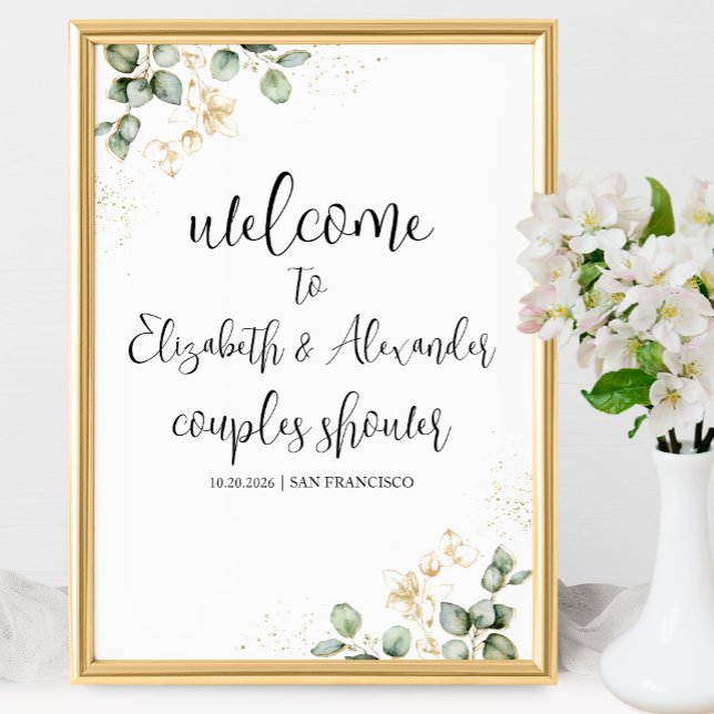 Affiche de bienvenue de douche Eucalyptus Couples  (Créateur téléchargé)