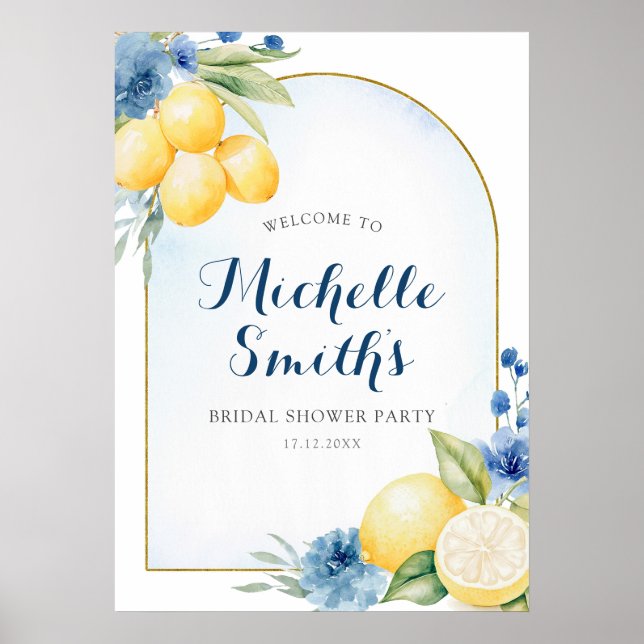 Affiche de bienvenue de douche nuptiale à fleurs b (Devant)
