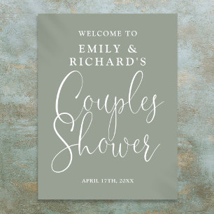 Affiche de bienvenue de douche Sage Green Couples