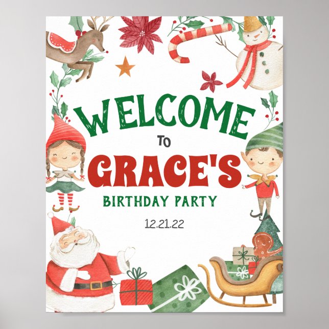 Affiche de bienvenue de fête de Noël pour enfants (Devant)