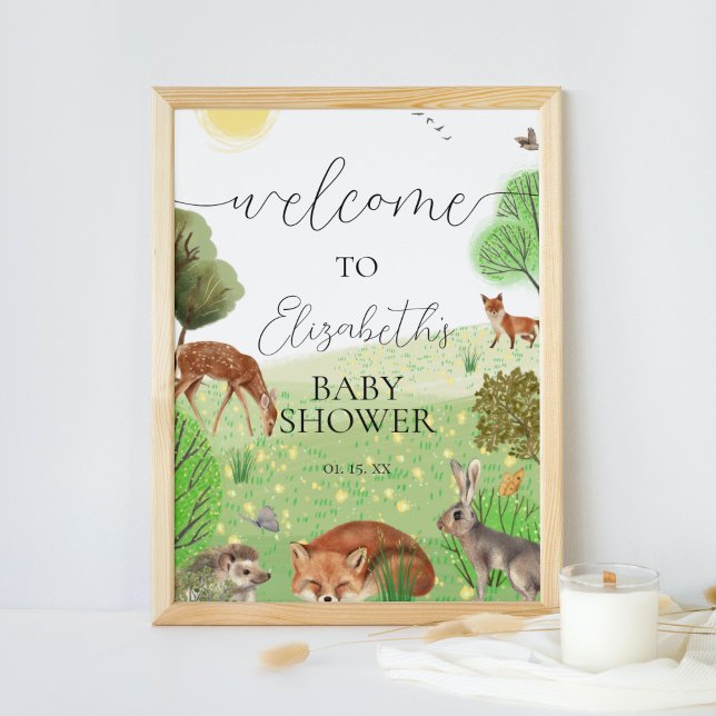 Affiche de bienvenue de fête des animaux de bois m (Créateur téléchargé)