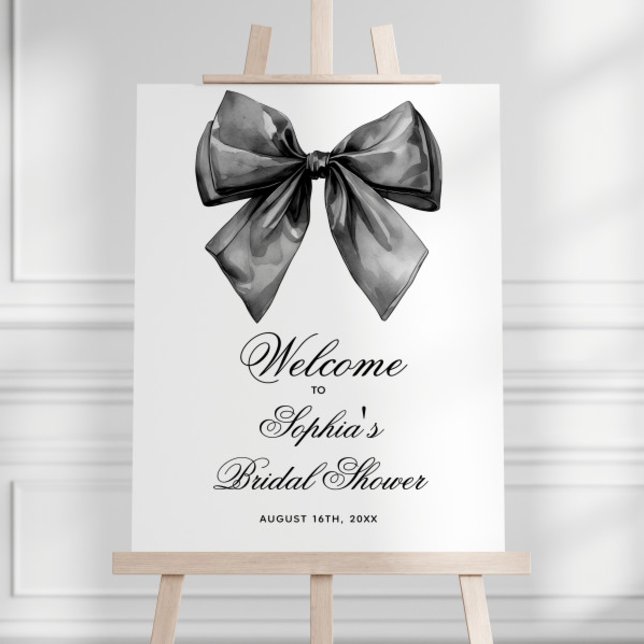 Affiche de bienvenue de Fête des mariées Black Bow (Créateur téléchargé)