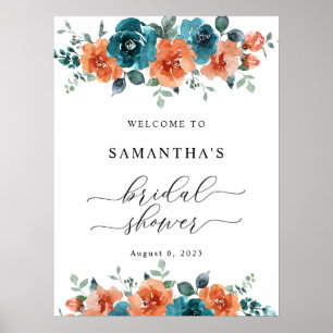 Affiche de bienvenue de Fête des mariées bleu Turq