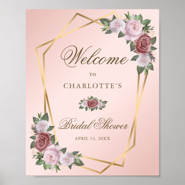 Affiche de bienvenue de Fête des mariées florale e (Devant)