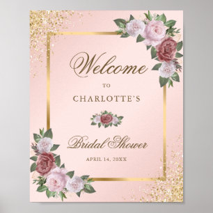 Affiche de bienvenue de Fête des mariées florale e