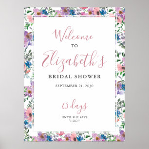 Affiche de bienvenue de Fête des mariées florale v