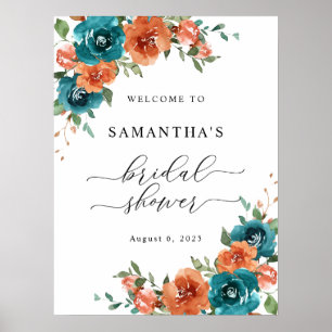 Affiche de bienvenue de Fête des mariées Turquoise