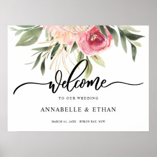 Affiche de bienvenue de fleur de tourbillon et d'o