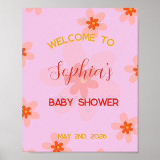 Affiche de bienvenue de fleurs pour Baby shower