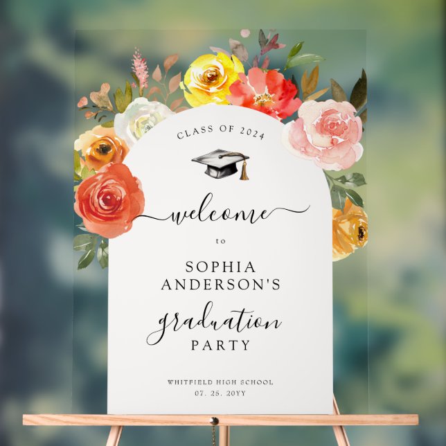 Affiche de bienvenue de graduation en fleurs flora (Neutre)