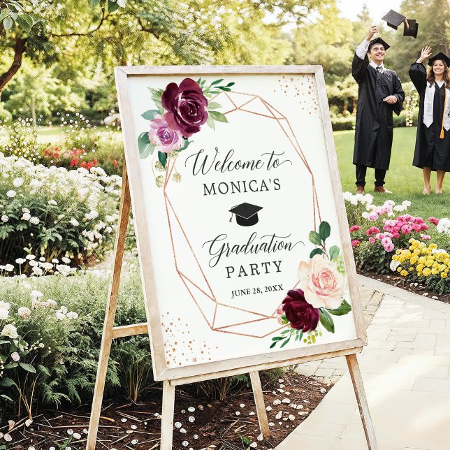 Affiche de bienvenue de la fête de graduation flor (Créateur téléchargé)