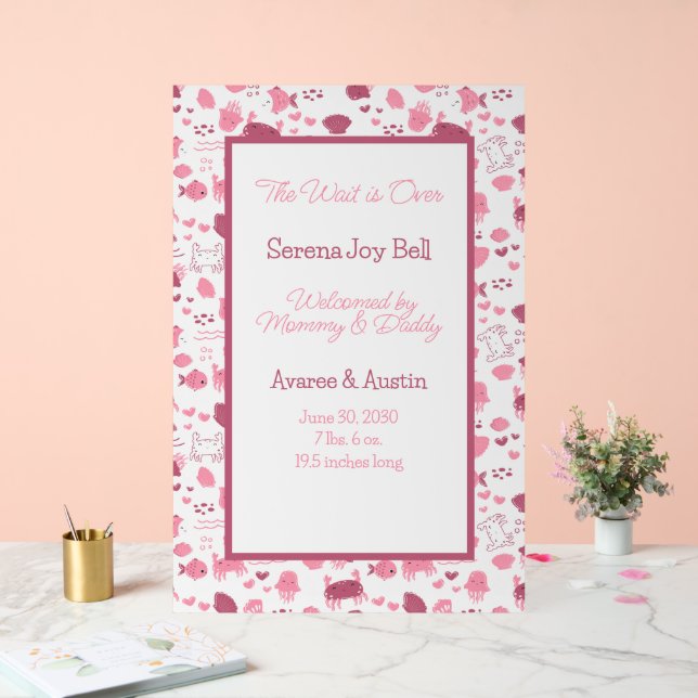 Affiche de bienvenue de la petite fille (Mariage)