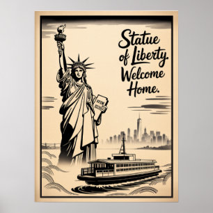 Affiche de bienvenue de la statue de la Liberté