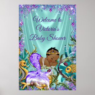 Affiche de bienvenue de l'Baby shower de sirène af