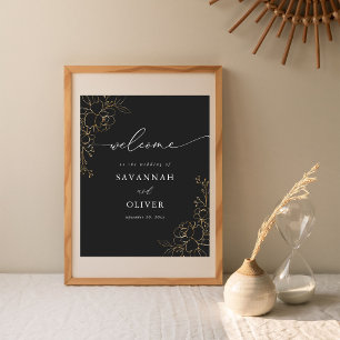 Affiche de bienvenue de Mariage de couleur or - No