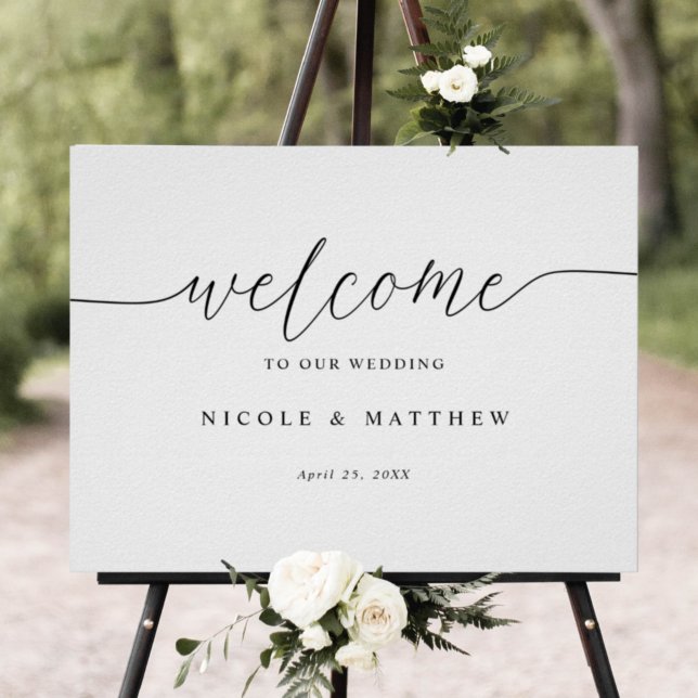 Affiche de bienvenue de Mariage de script élégant  (Créateur téléchargé)