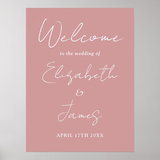 Affiche de bienvenue de Mariage de script minimali (Devant)