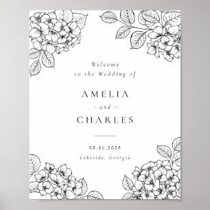 Affiche de bienvenue de mariage élégante aux horte